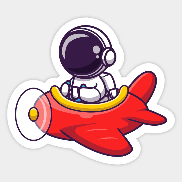 Cute Astronaut Driving Plane Cartoon Sticker by Catalyst Labs